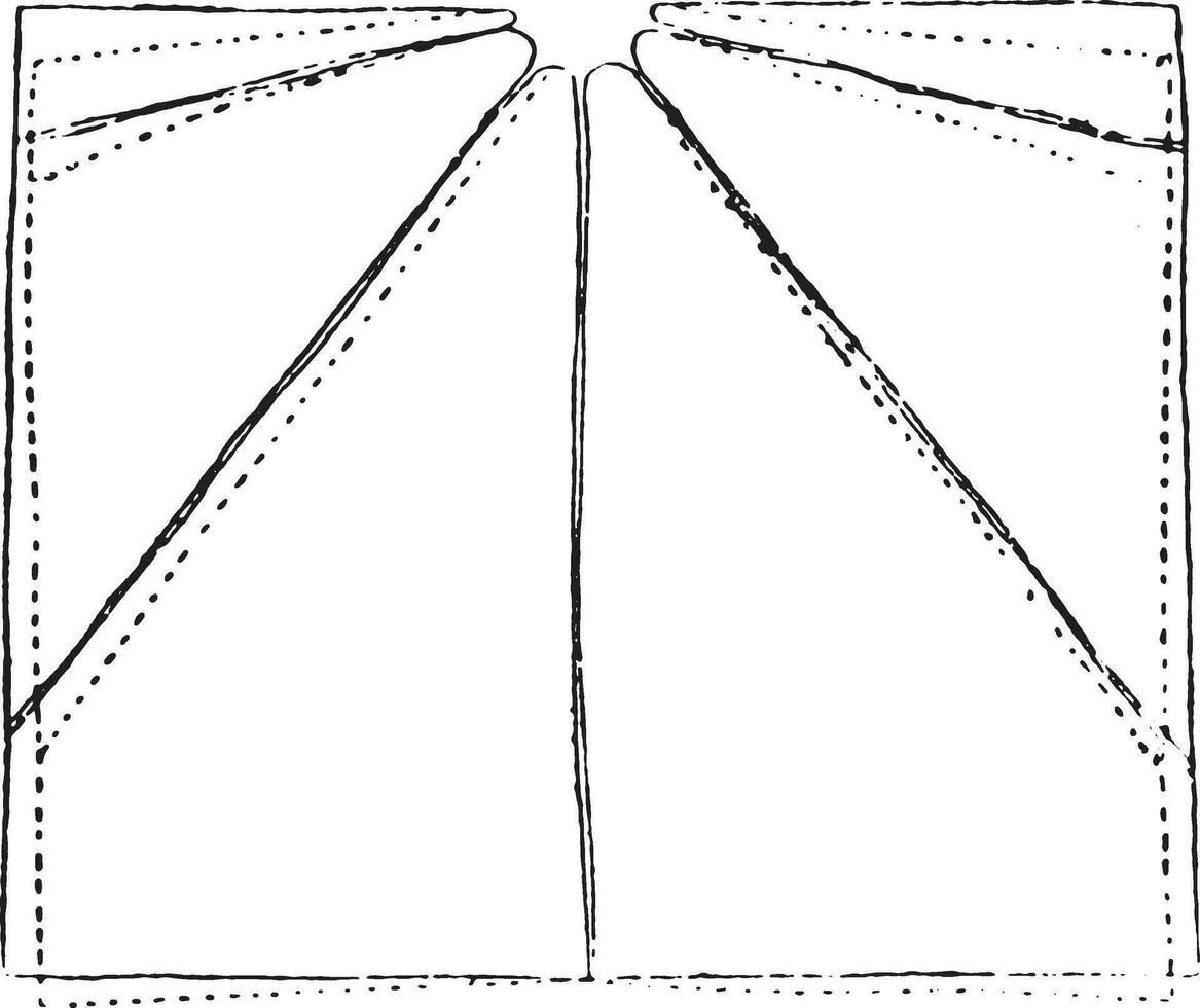 Timber size rectangle at the time of slaughter, Wood deformed by desiccation, vintage engraving. vector