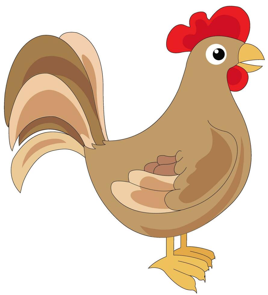 Cute brown cock, illustration vector