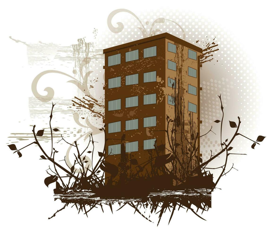 Brown building, illustration vector