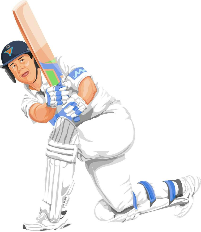 Vector of cricket batsman in action.