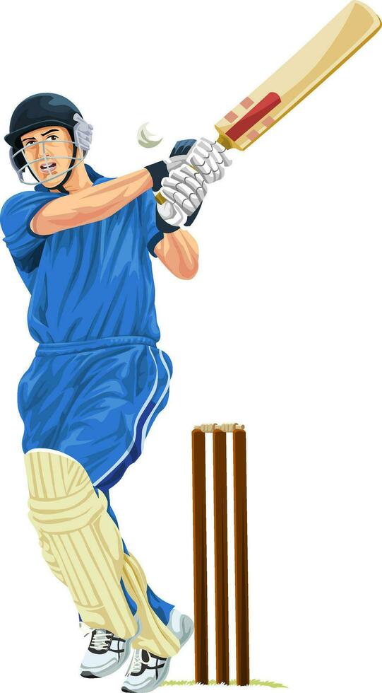 Vector of cricket batsmen playing shot.