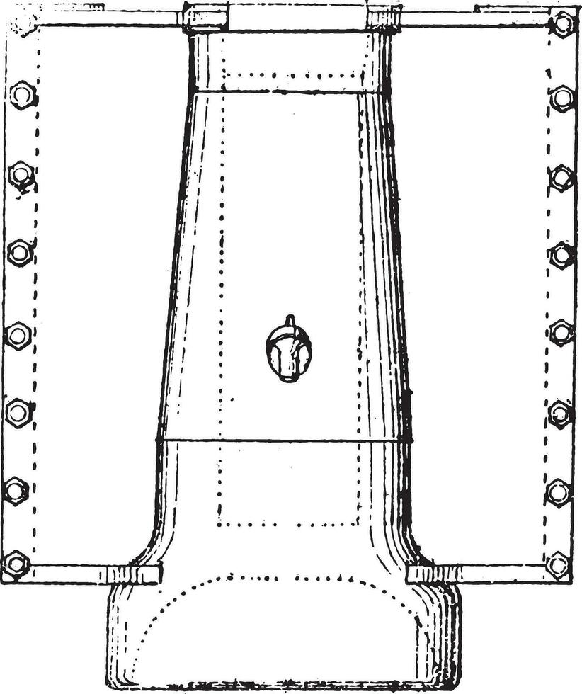 Cannon. Front elevation, vintage engraving. vector