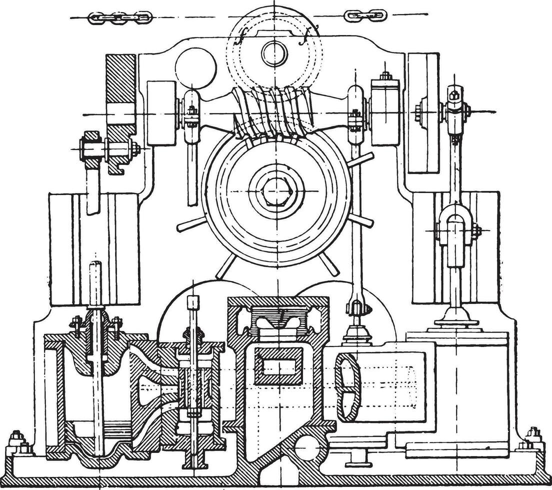 solenoide sufrieron, Clásico grabado. vector