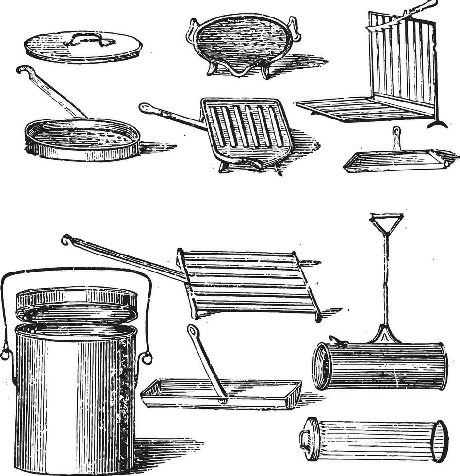Grills, vintage engraving. vector