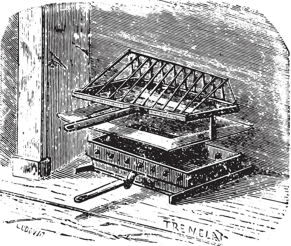 Grill inclined, vintage engraving. vector