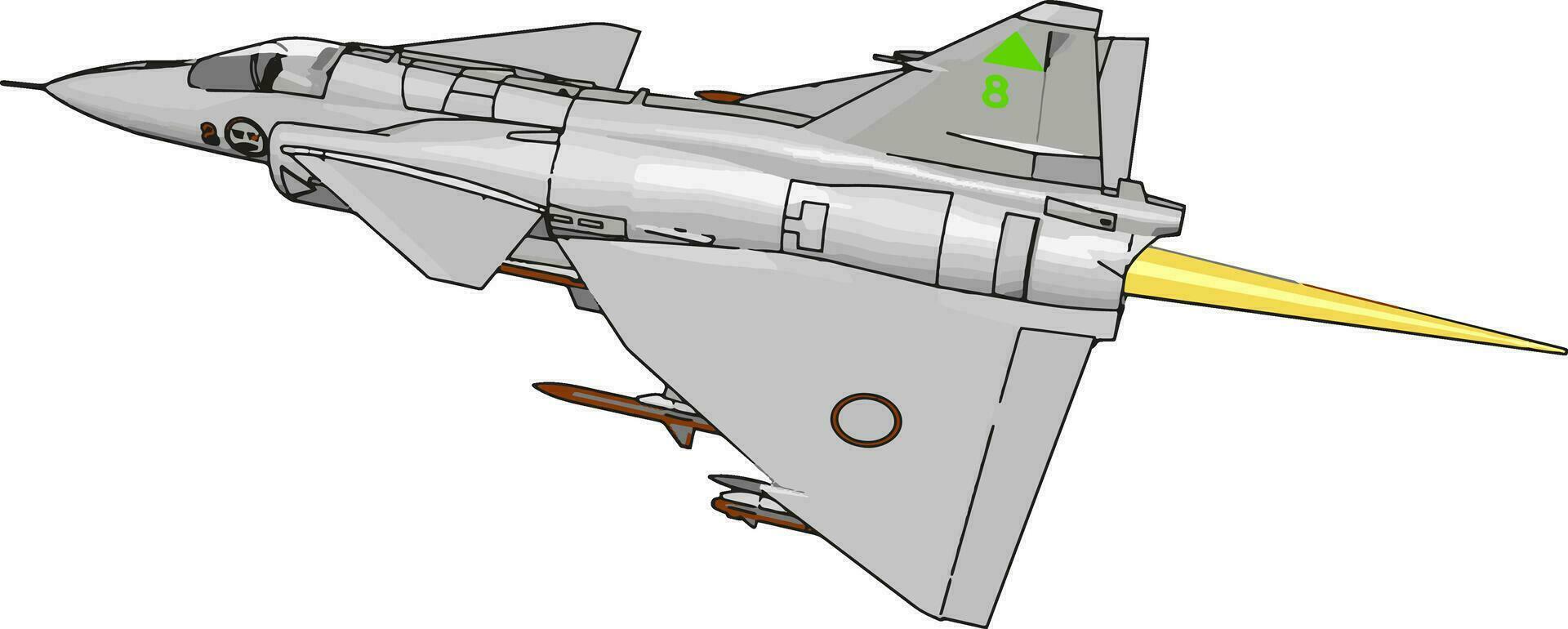 Flying jet, illustration, vector on white background.