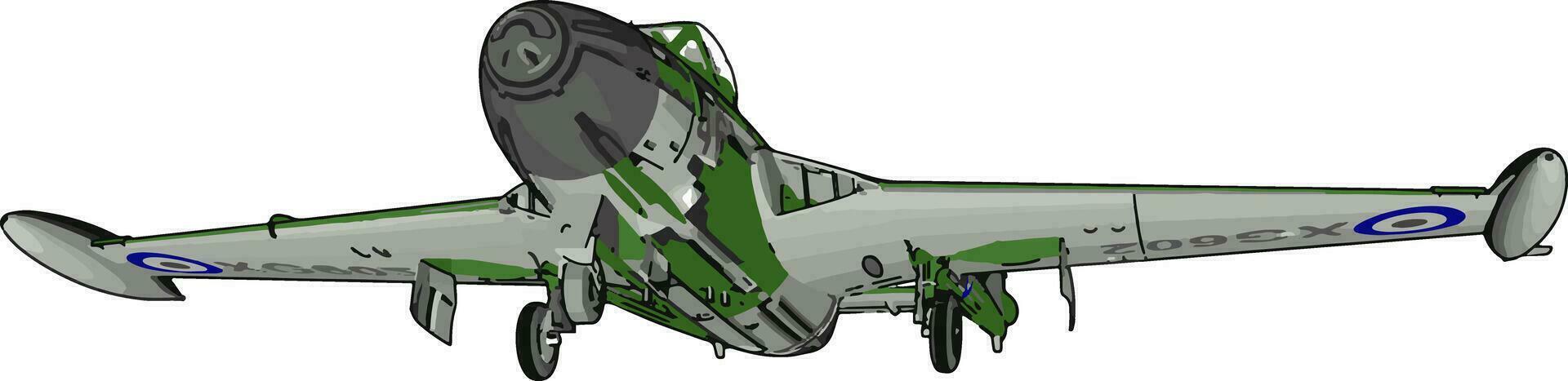 Green airplane, illustration, vector on white background.