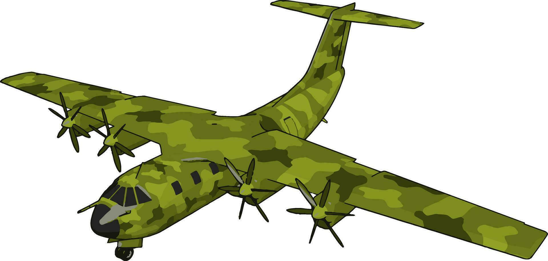 Big old green bomber, illustration, vector on white background.