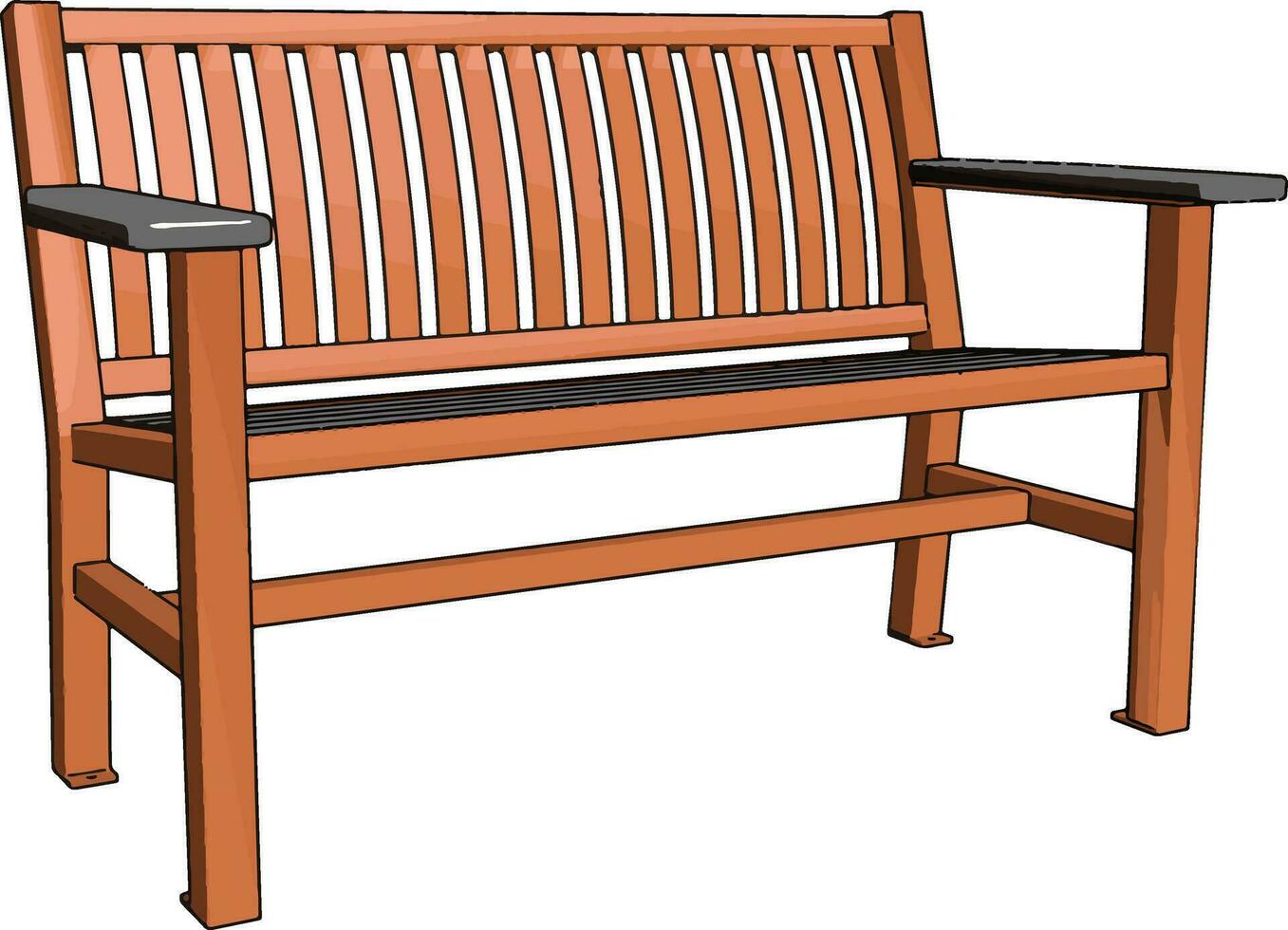 Brown bench, illustration, vector on white background.