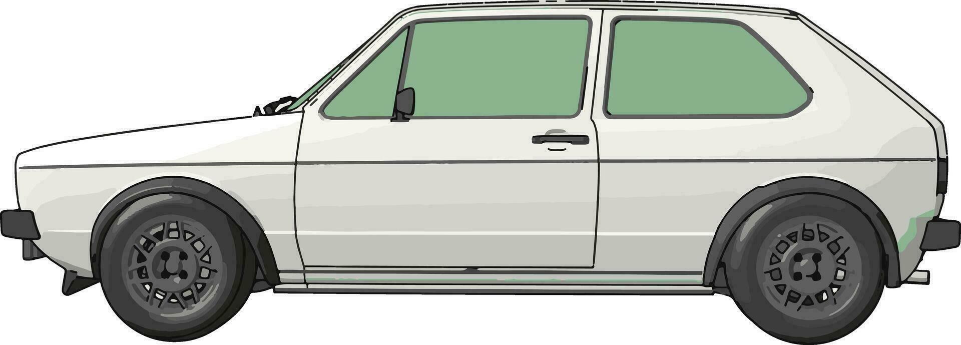 coche blanco, ilustración, vector sobre fondo blanco.