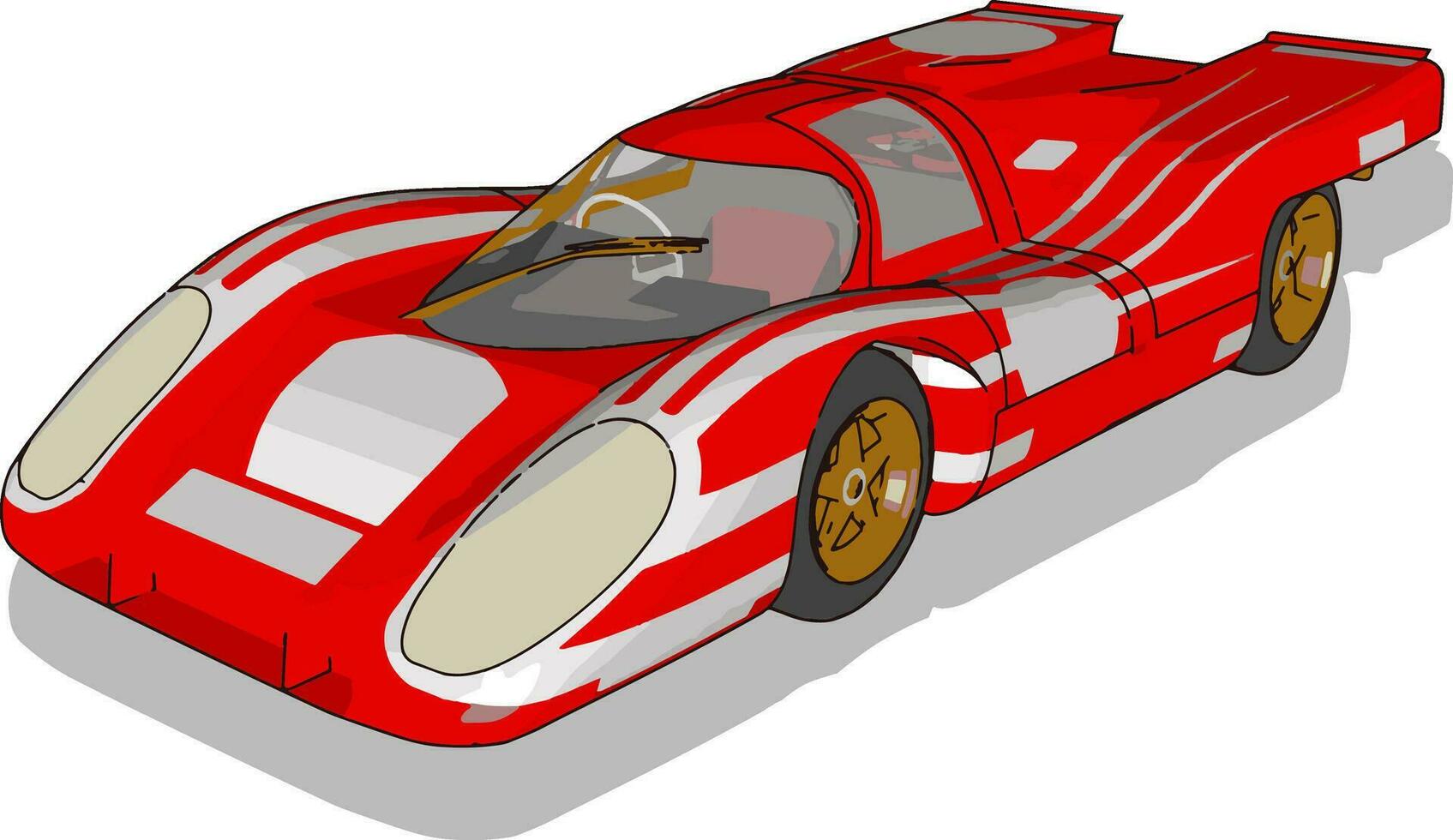 Coche de carreras rojo, ilustración, vector sobre fondo blanco.