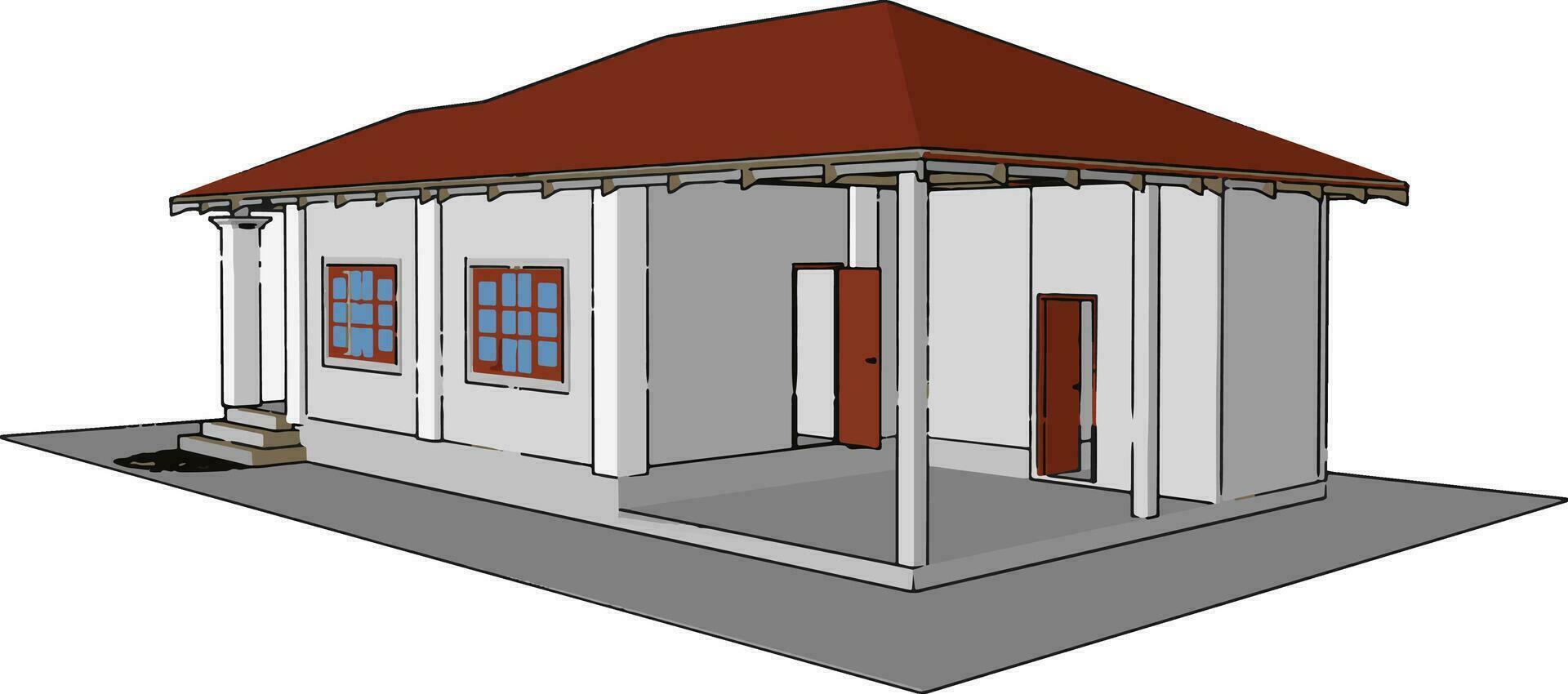 Nice house, illustration, vector on white background.