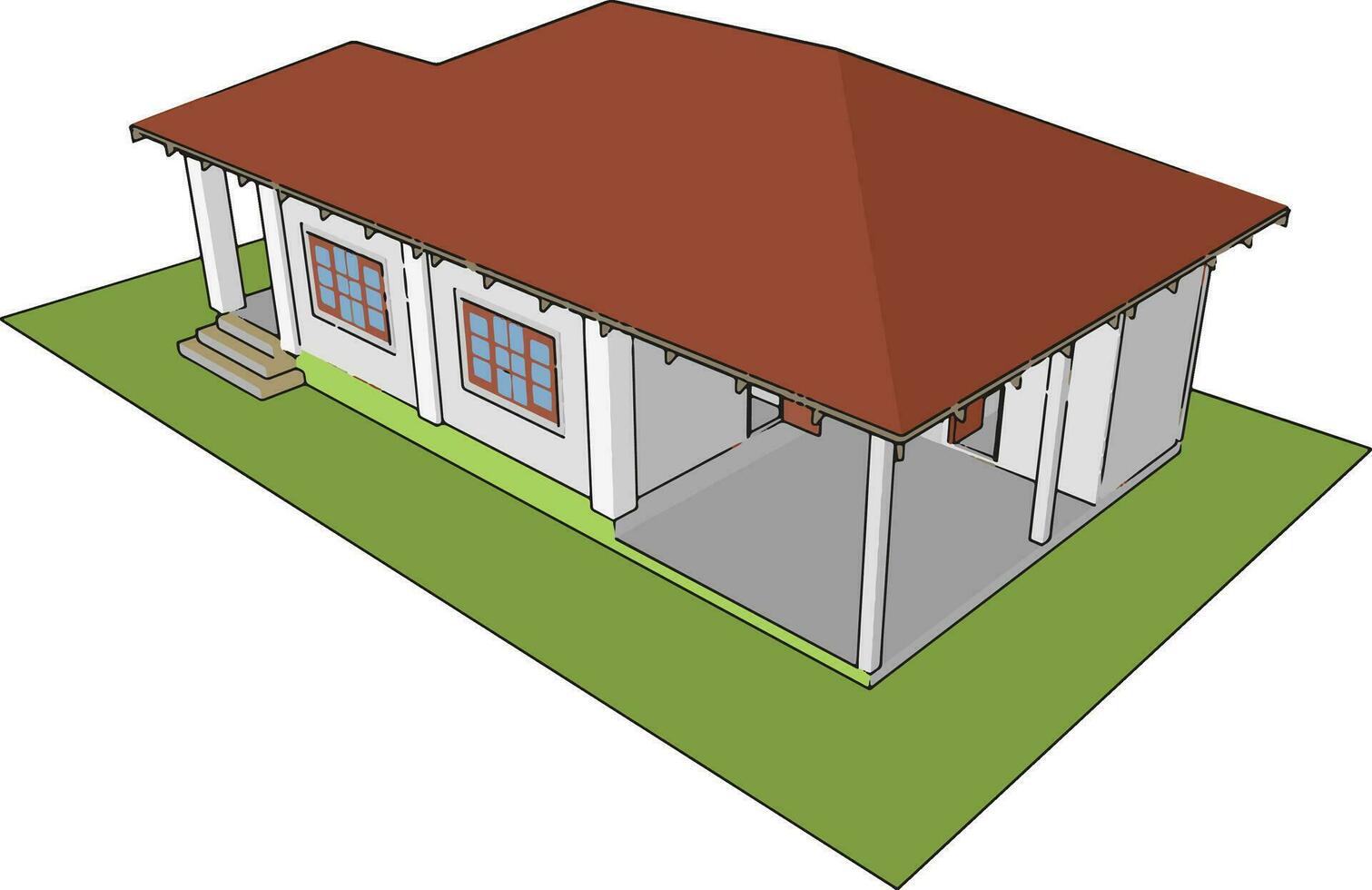 Prefabricated house, illustration, vector on white background.