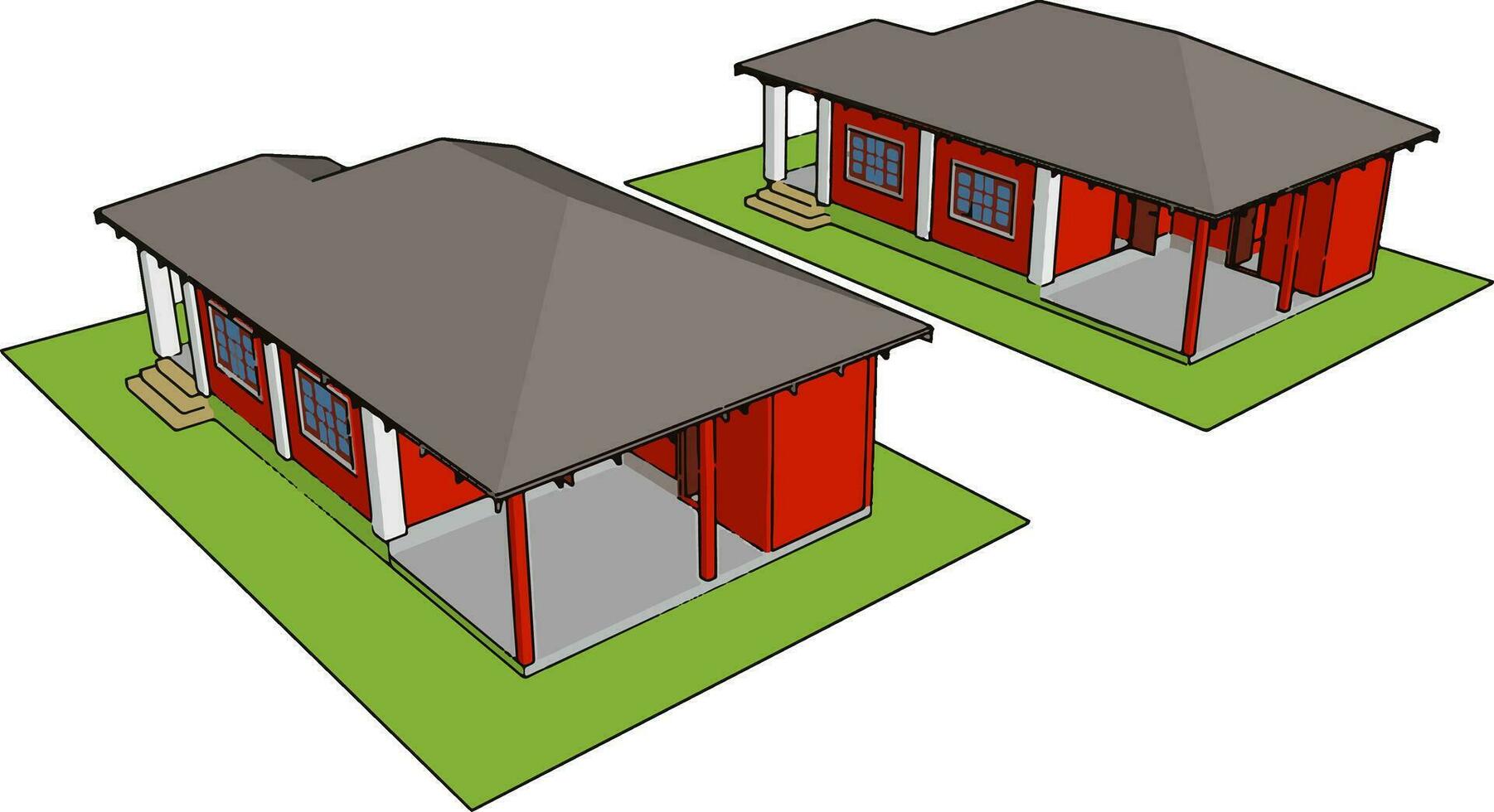 Prefabricated house, illustration, vector on white background.