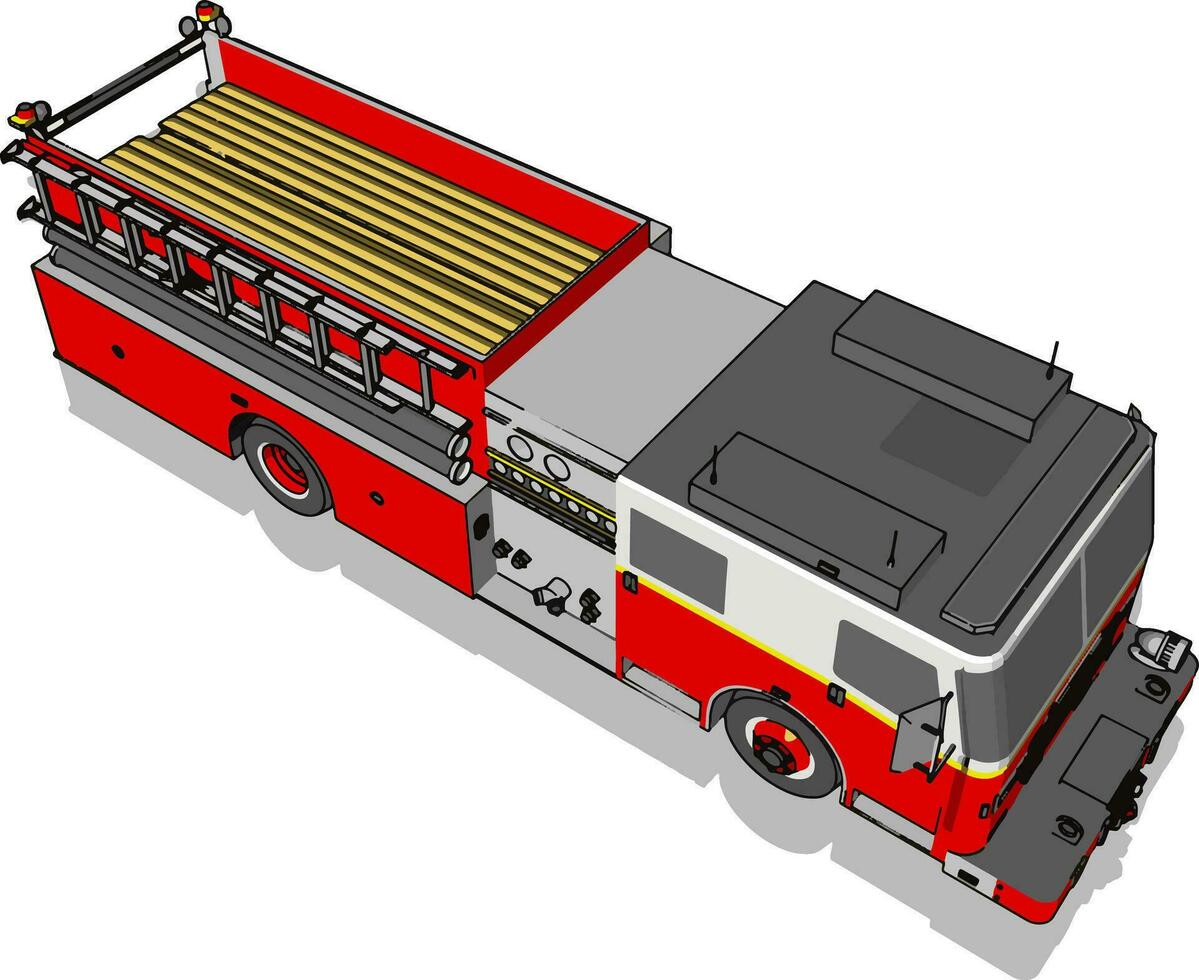 Firetruck, illustration, vector on white background.