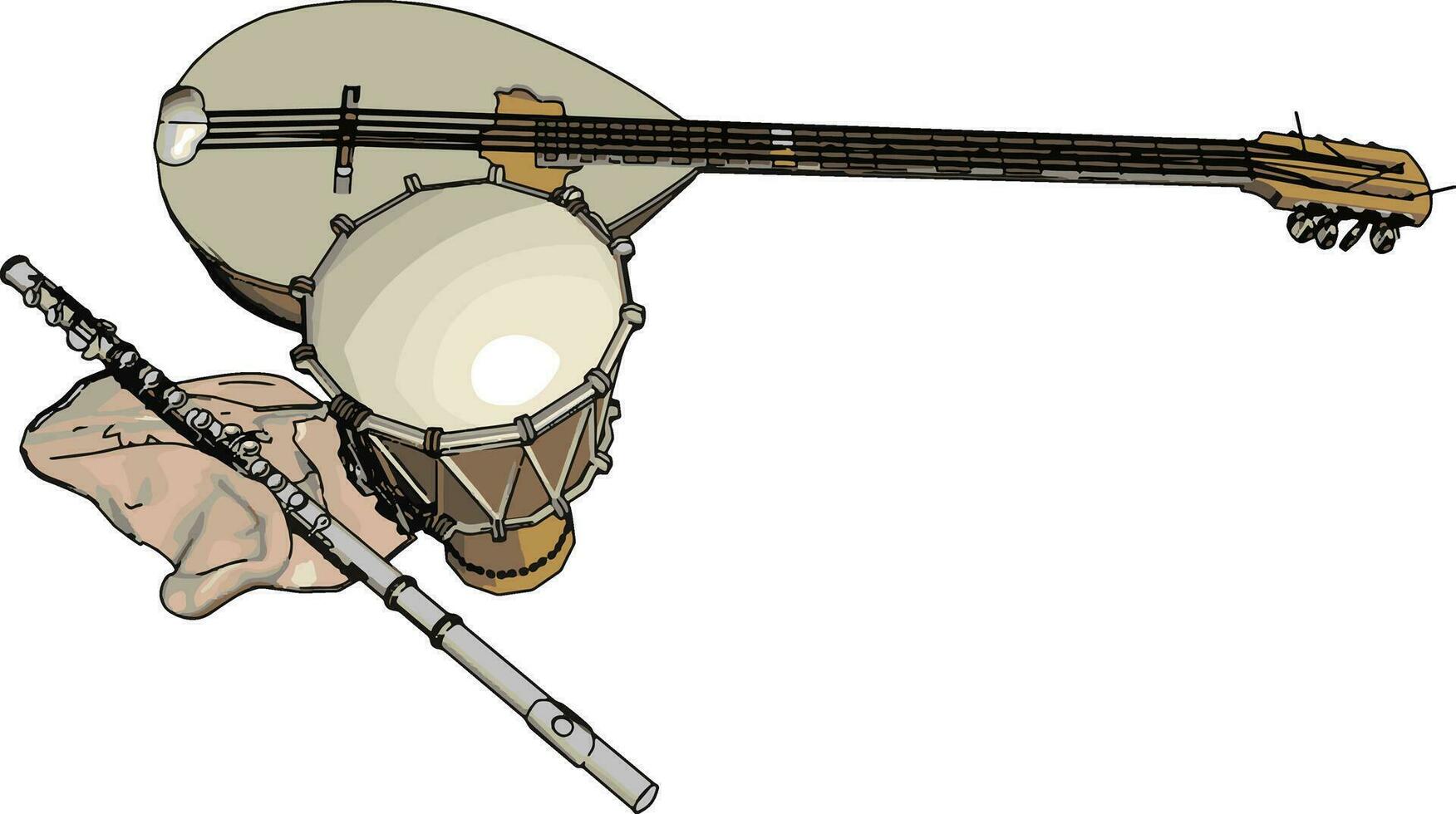 Old instruments, illustration, vector on white background.