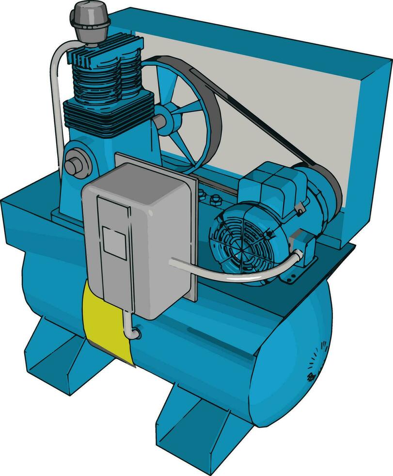 Blue machine panel, illustration, vector on white background.