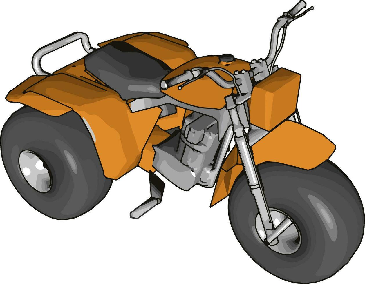 Orange motorcycle, illustration, vector on white background.