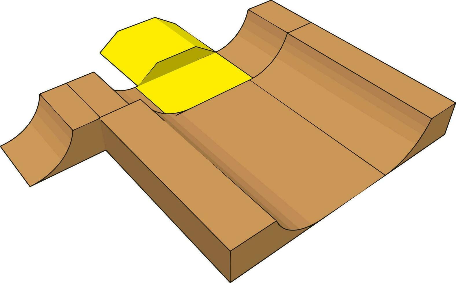 Skatepark ramp, illustration, vector on white background.