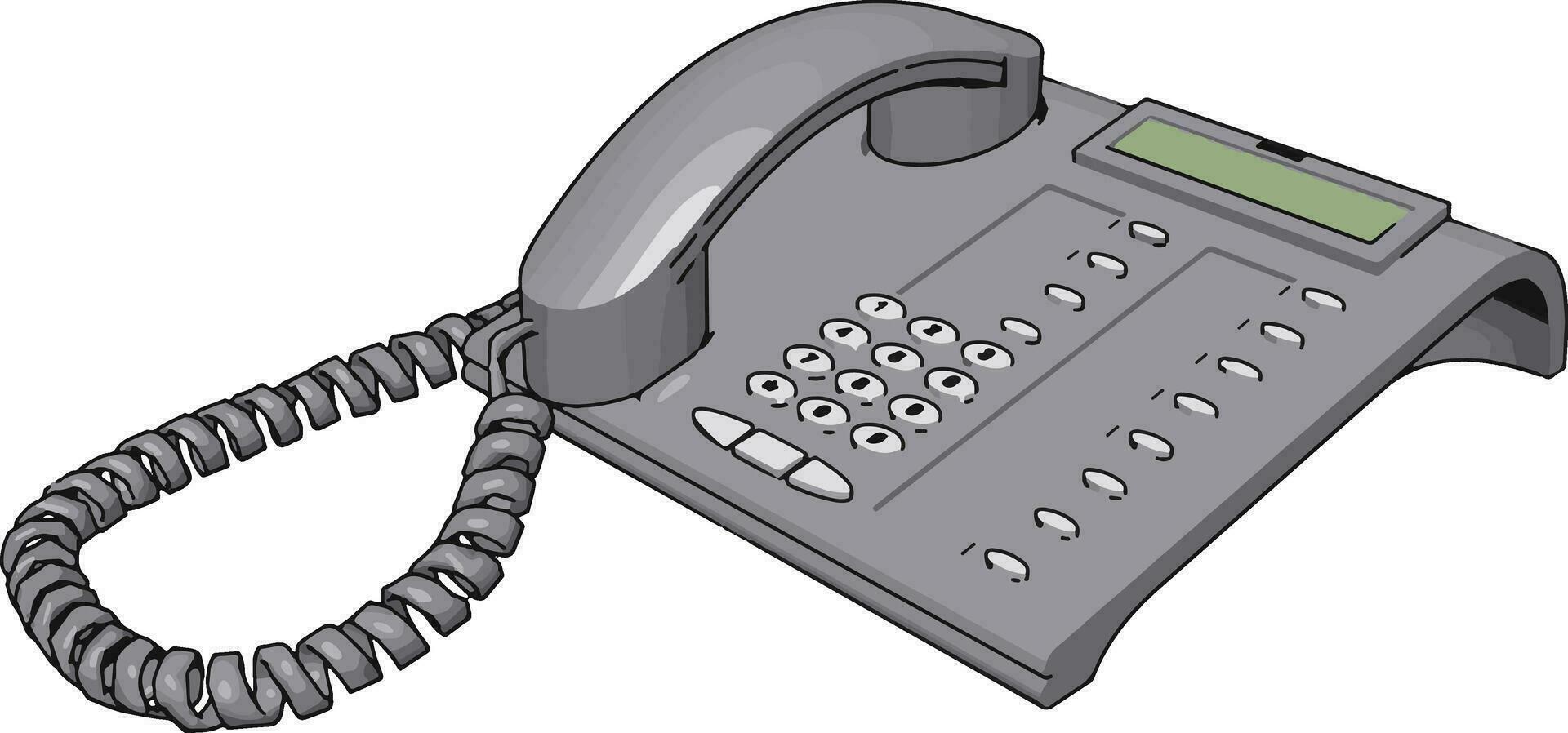 Silver telephone, illustration, vector on white background.