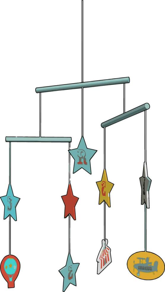 Hanging toys, illustration, vector on white background.