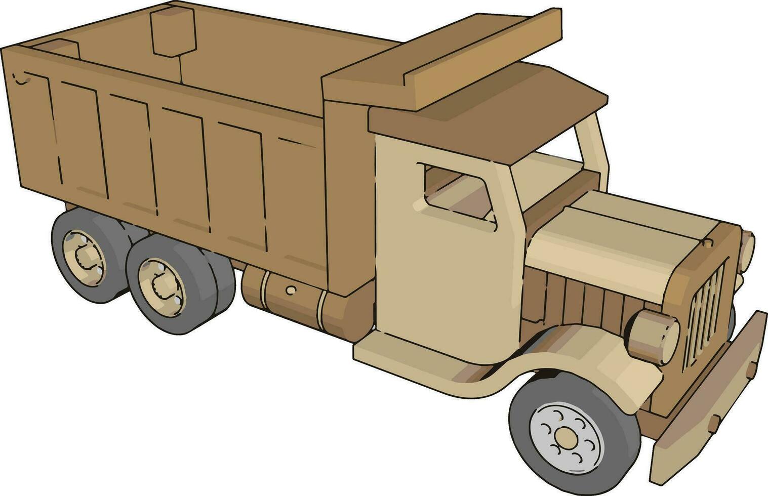Truck toy, illustration, vector on white background.