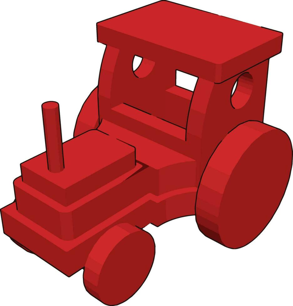 Tractor rojo, ilustración, vector sobre fondo blanco.