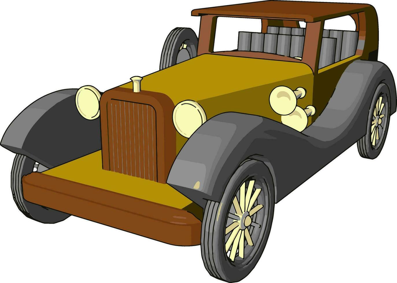 Old retro car toy, illustration, vector on white background.