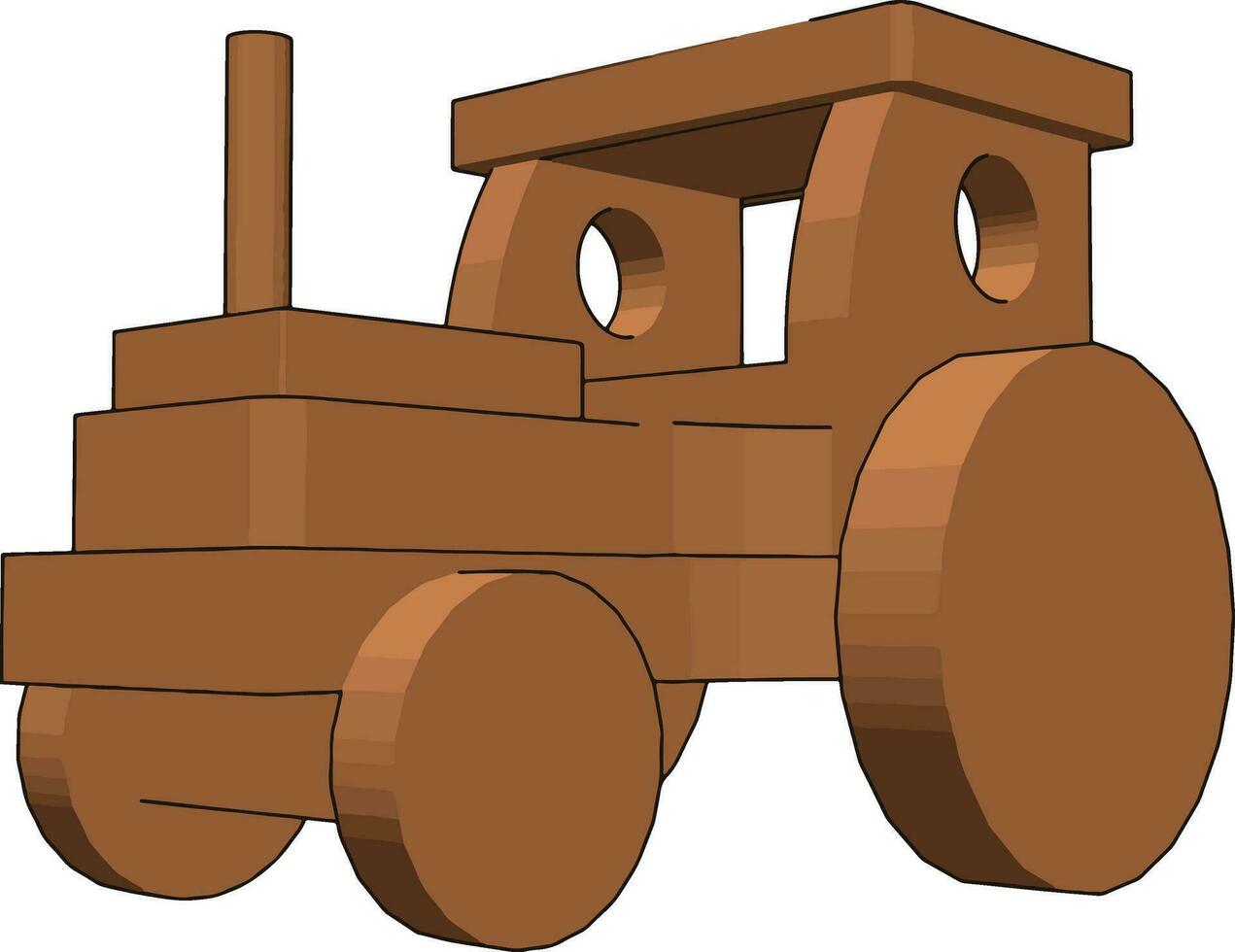 Brown traktor, illustration, vector on white background.