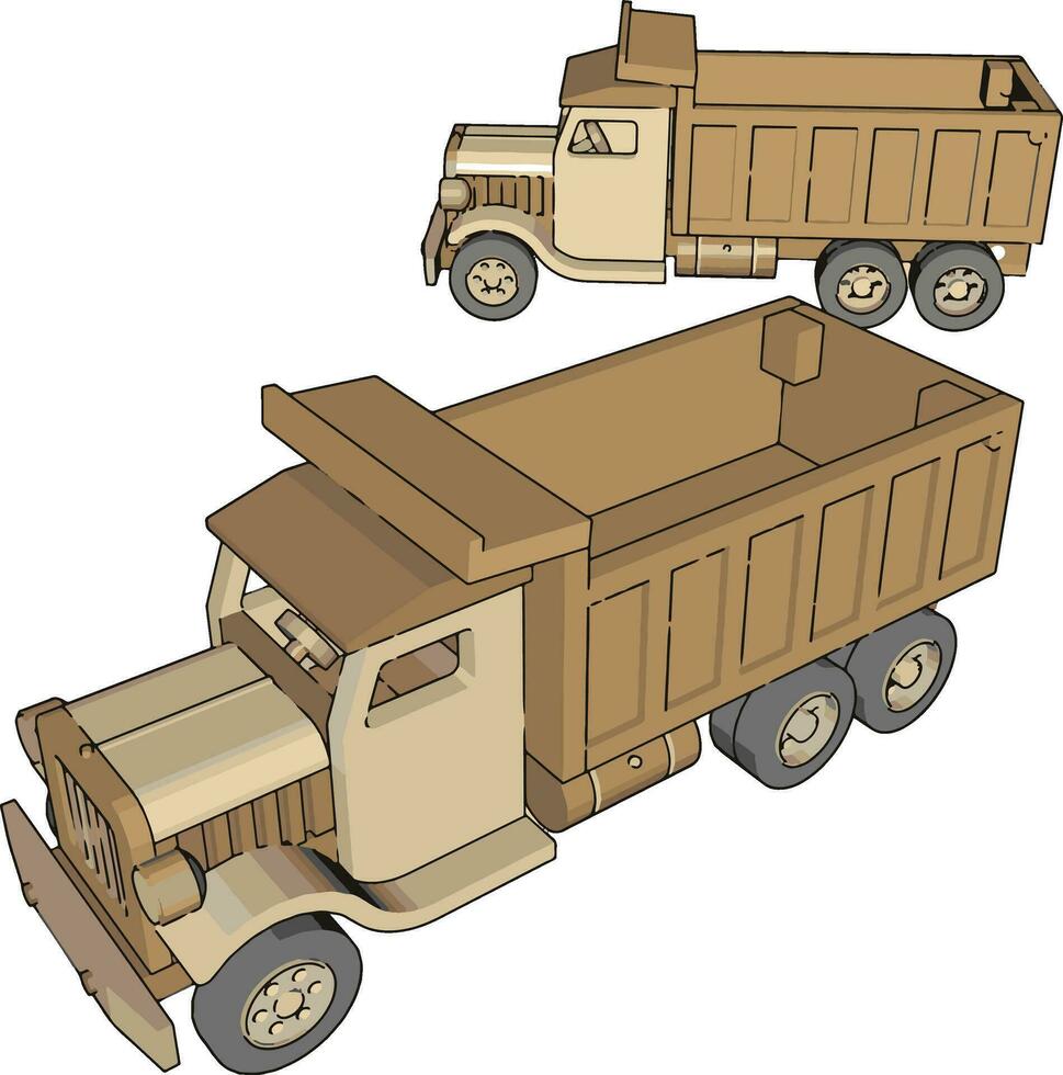 Truck toy, illustration, vector on white background.