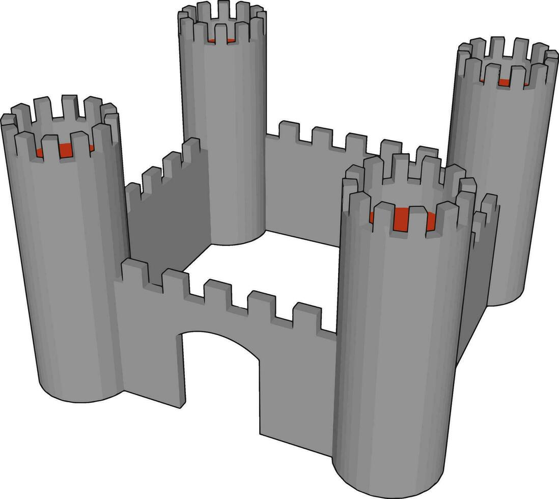Small fort gate vector or color illustration
