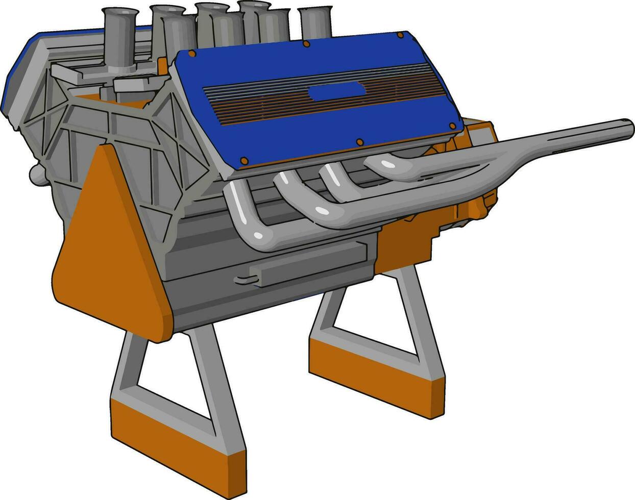Heavy machinery engine vector or color illustration