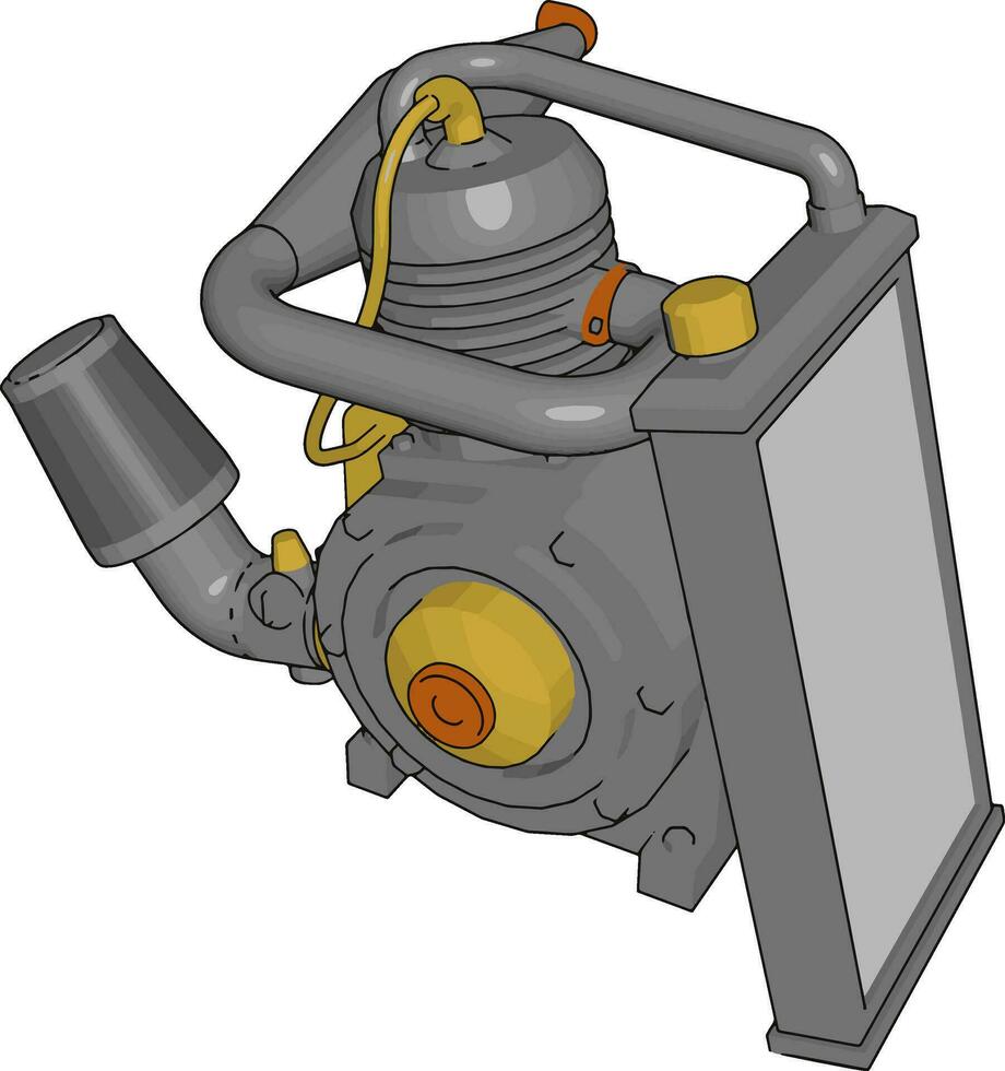 A engine pump operated by machine or electrical power vector or color illustration