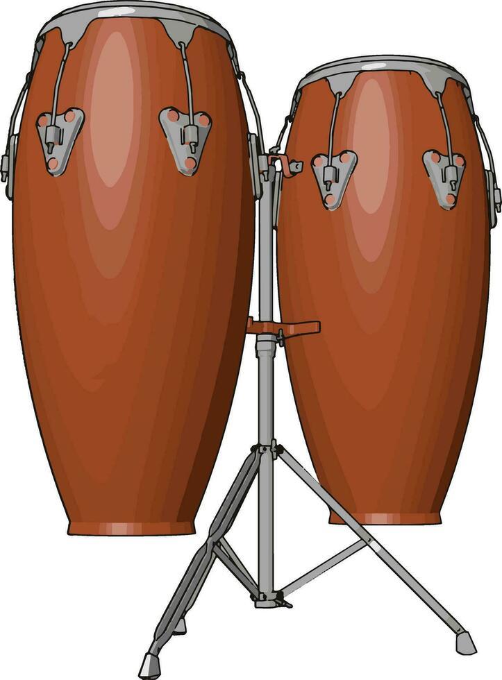 Different components of conga drum parts vector or color illustration