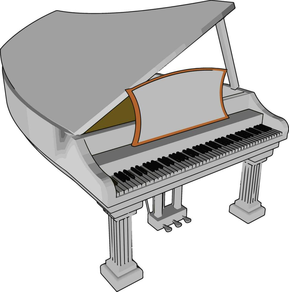 Piano and its parts vector or color illustration