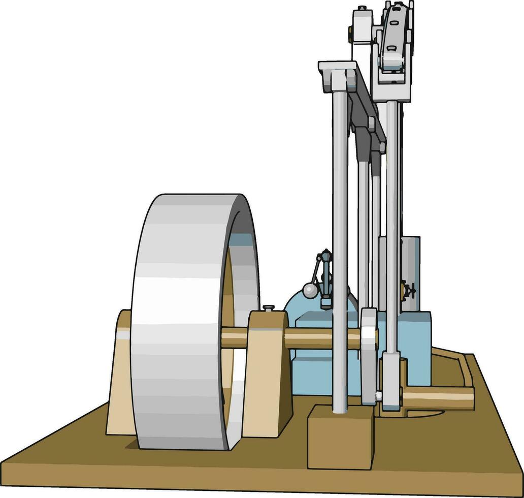 The external combustion engine vector or color illustration