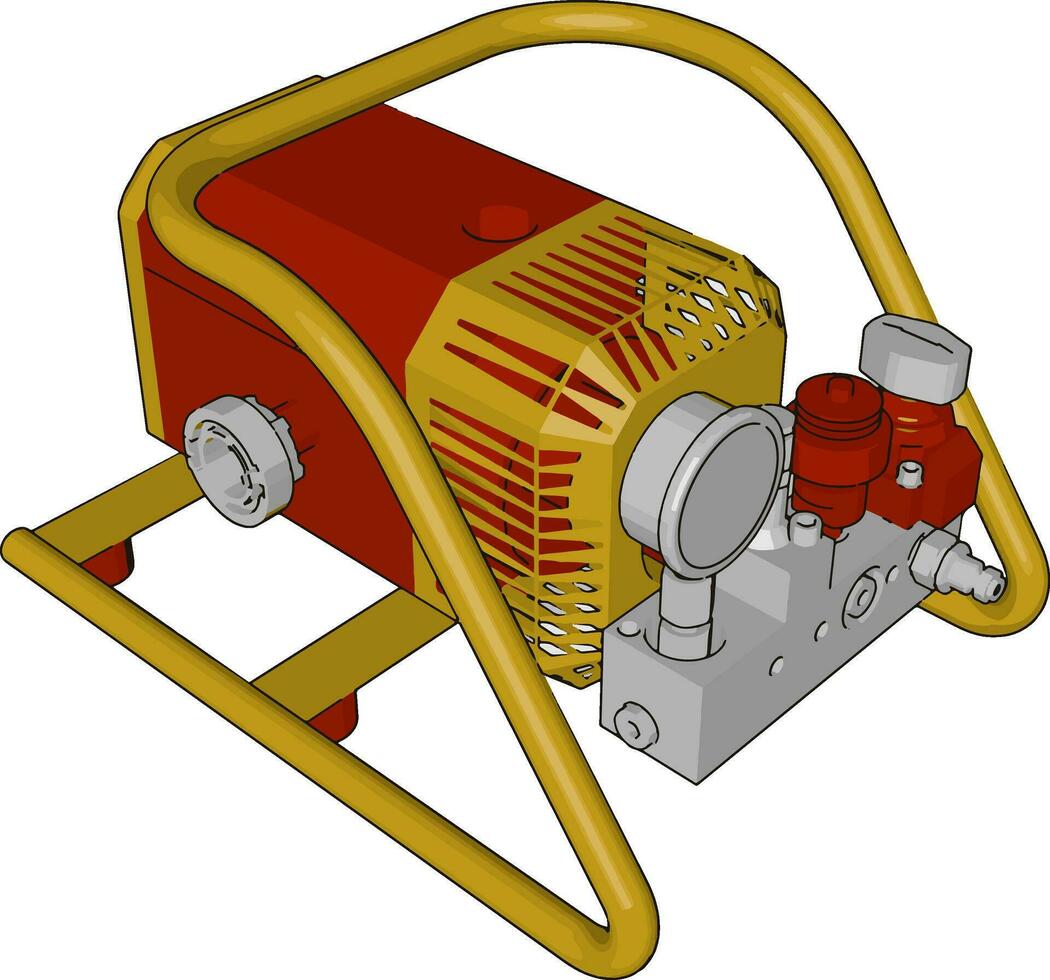 Automotive industrial engine vector or color illustration