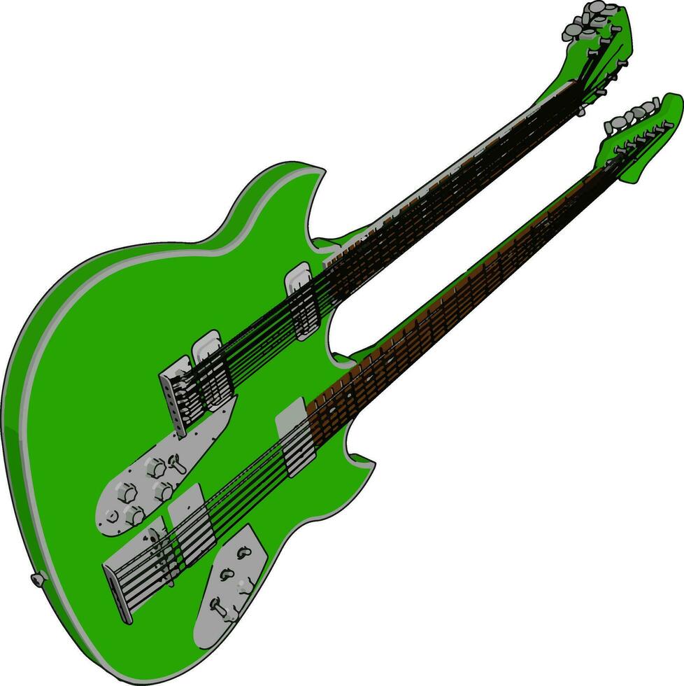 Double bass guitar with its parts vector or color illustration