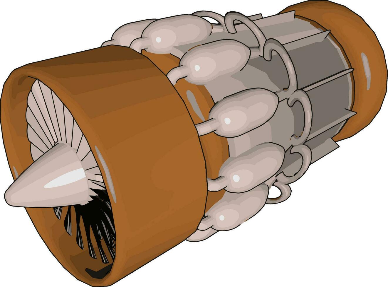 A jet engine object vector or color illustration