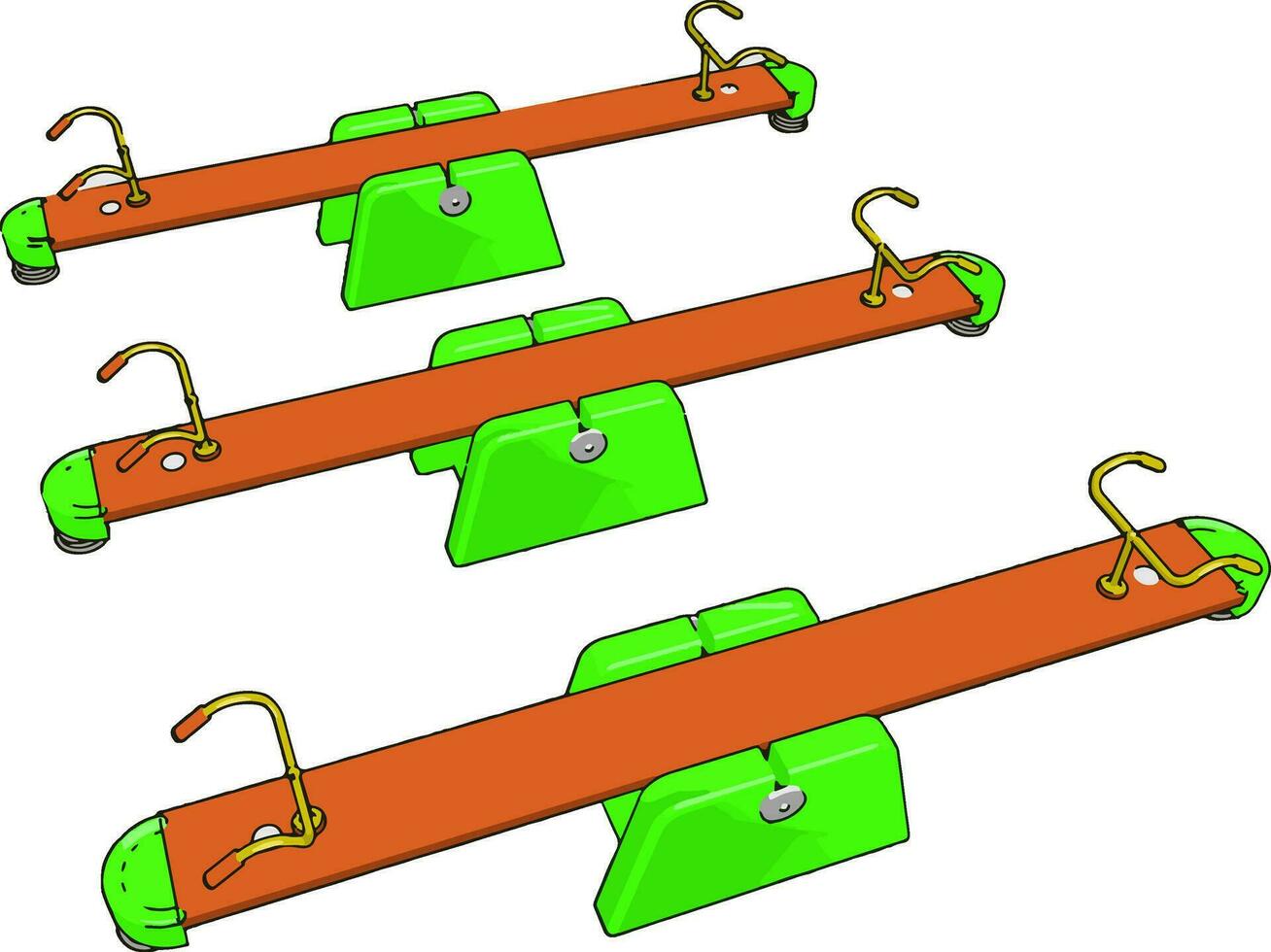 Three seesaw toy cartoon vector or color illustration