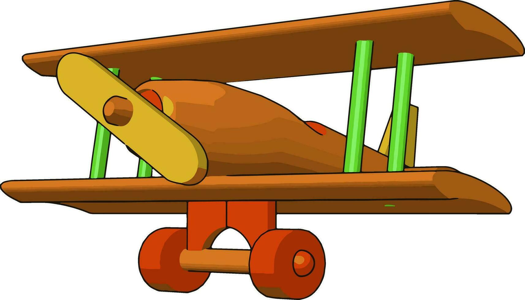 A wooden toy plane vector or color illustration