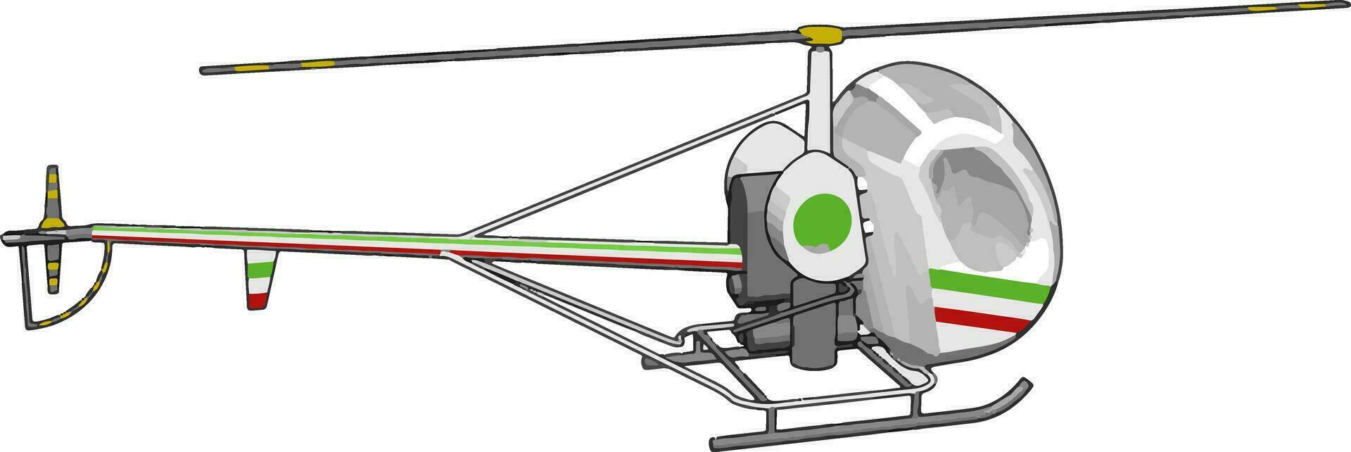 gris helicóptero con verde y rojo rayas vector ilustración en blanco antecedentes