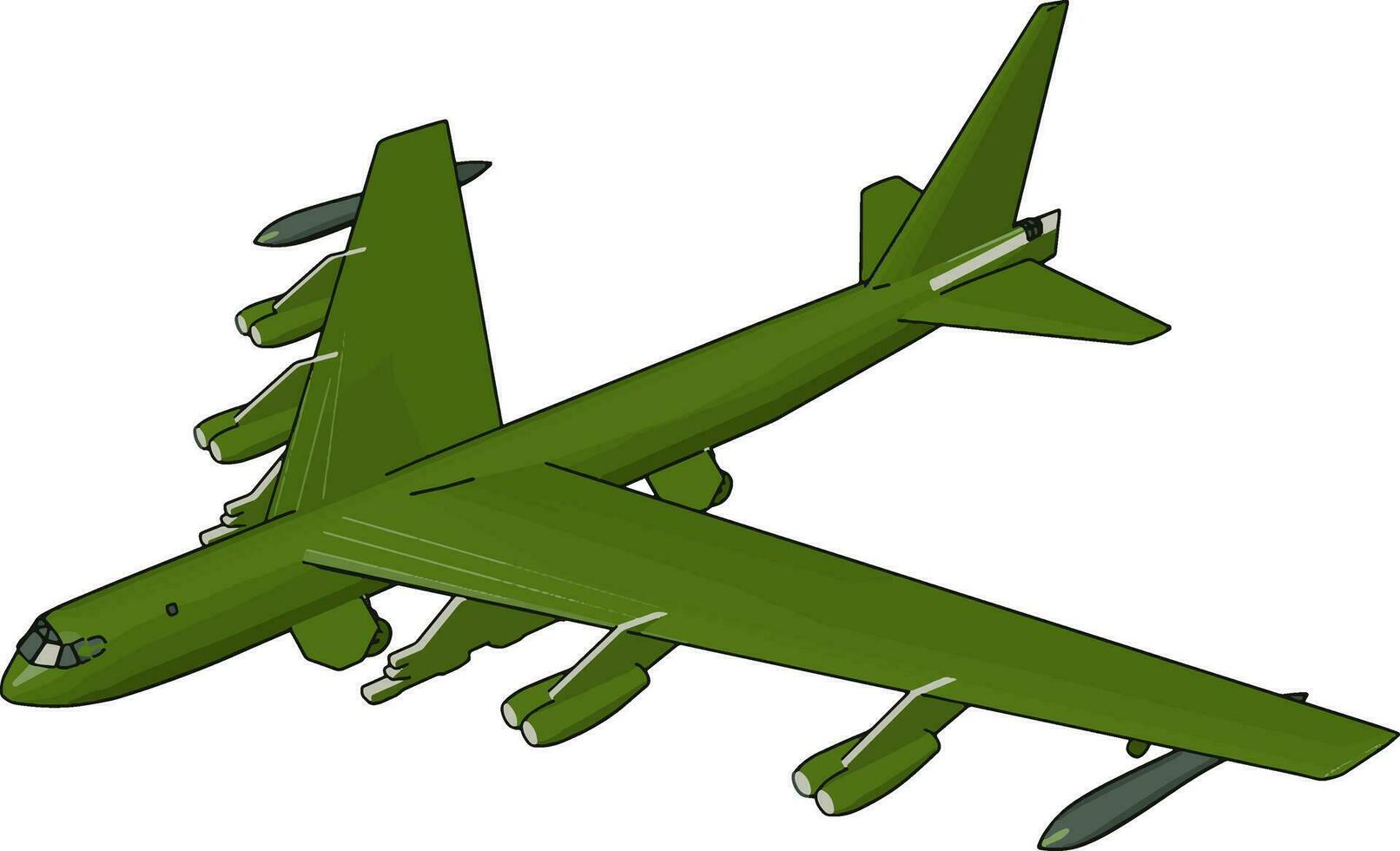 verde militar avión con misiles vector ilustración en blanco antecedentes