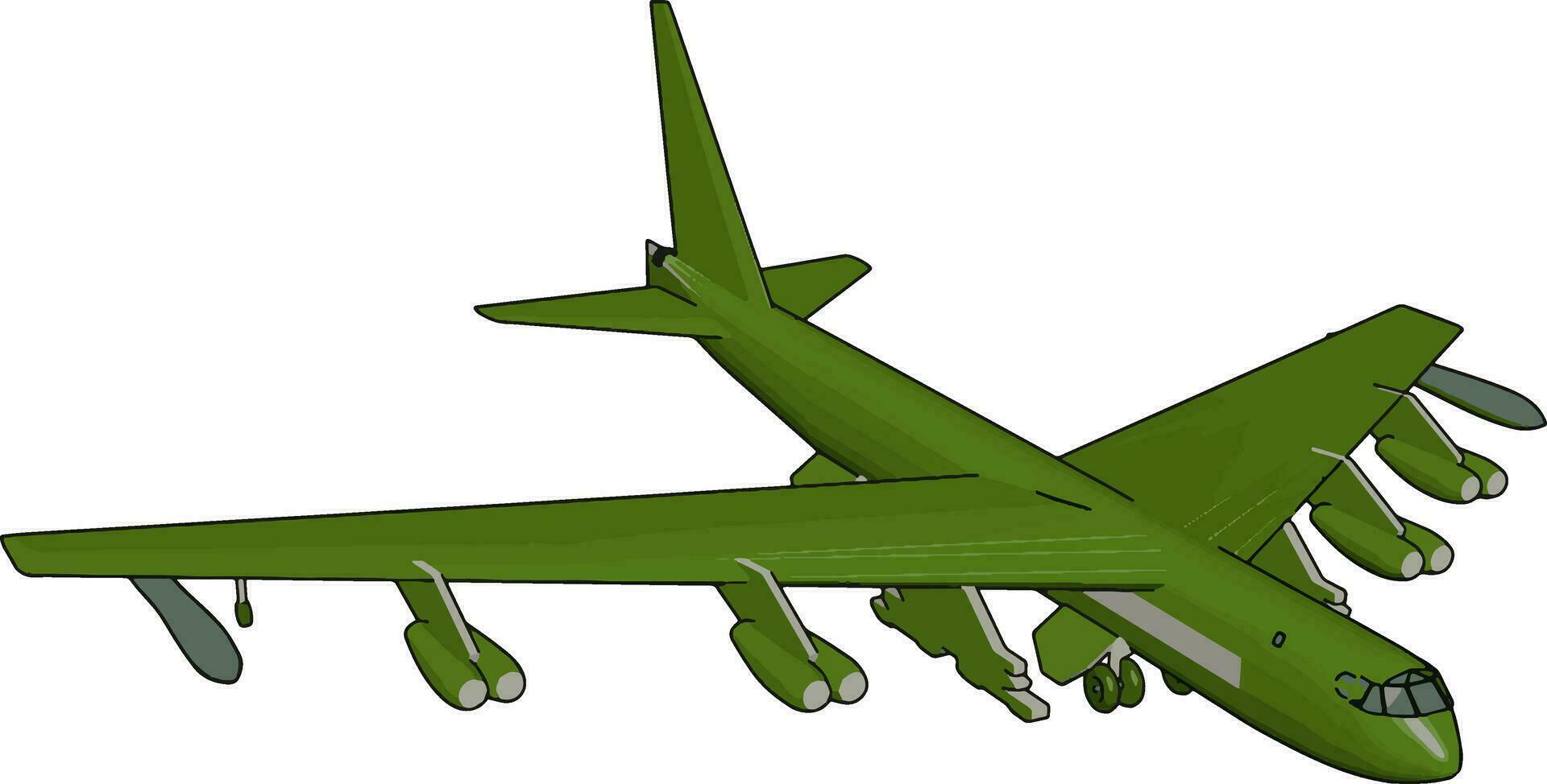 verde militar avión con misiles vector ilustración en blanco antecedentes