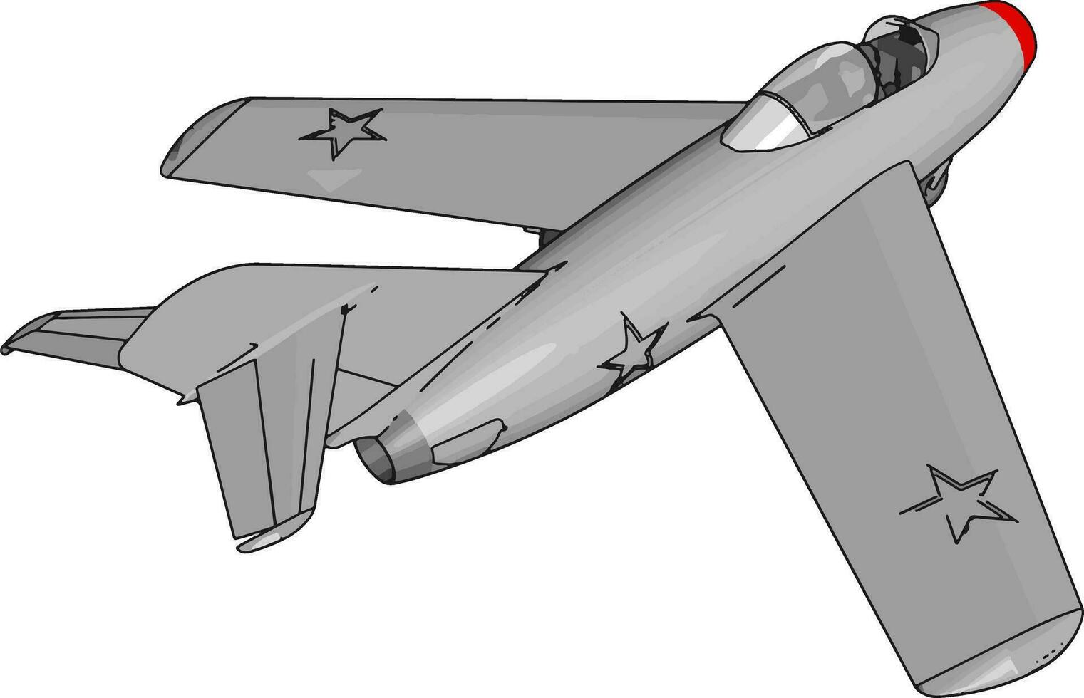 gris chorro avión con Tres estrellas vectore ilustración en blanco antecedentes vector