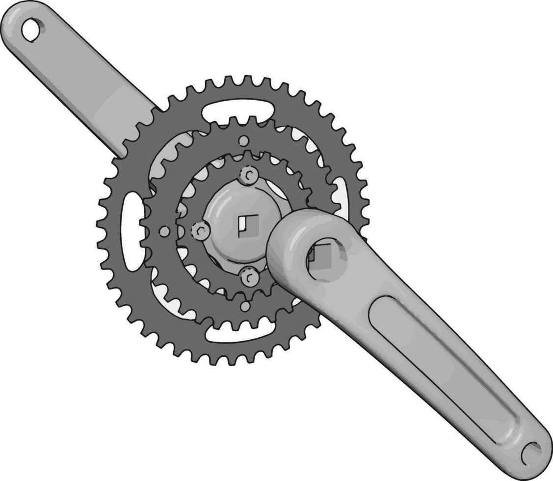 Grey bike chain rings with pedal crank arms vector illustration on white background