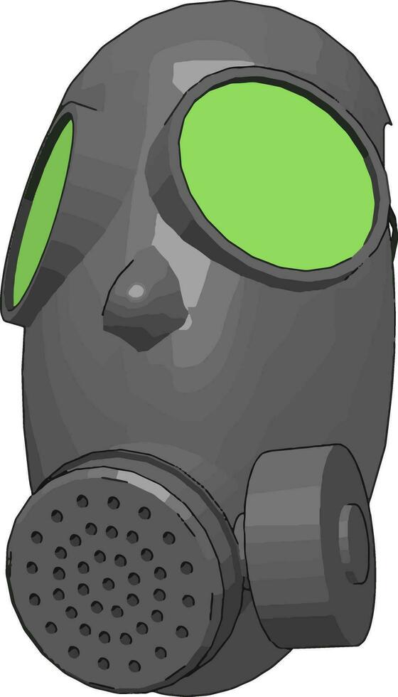 Grey gas mask with green detailes vector illustration on white background