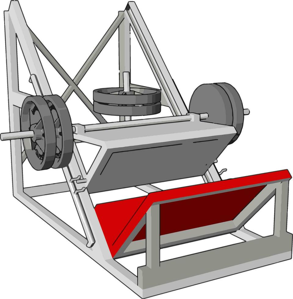 3D vector illustration of a metal gym device for lifting weights on white background