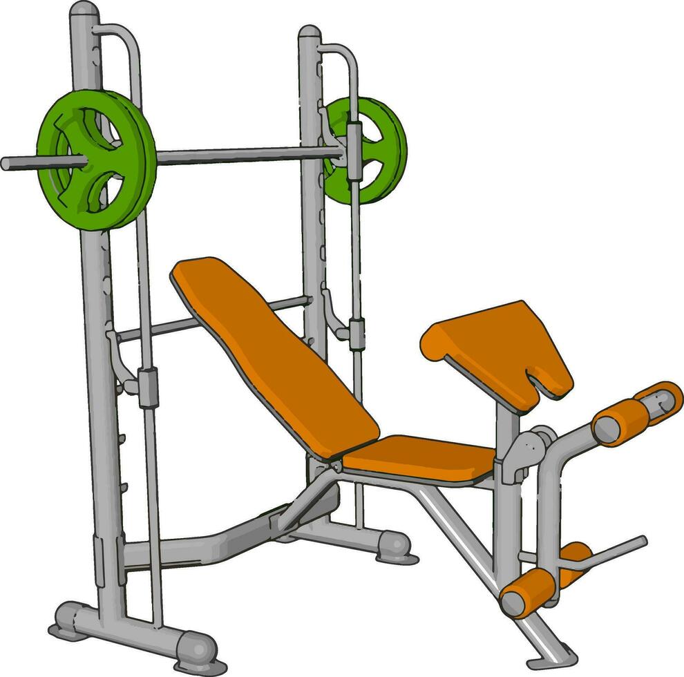 3D vector illustration of a orange gym weight lifting device on white background