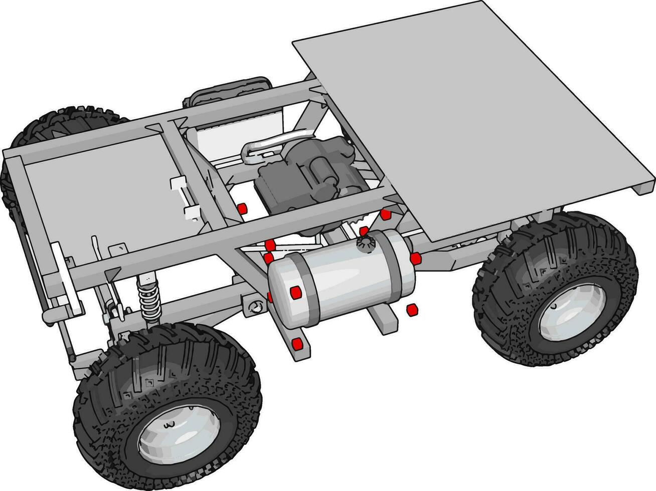 Simple grey construction transport vehicle with platform vector illustration on white background